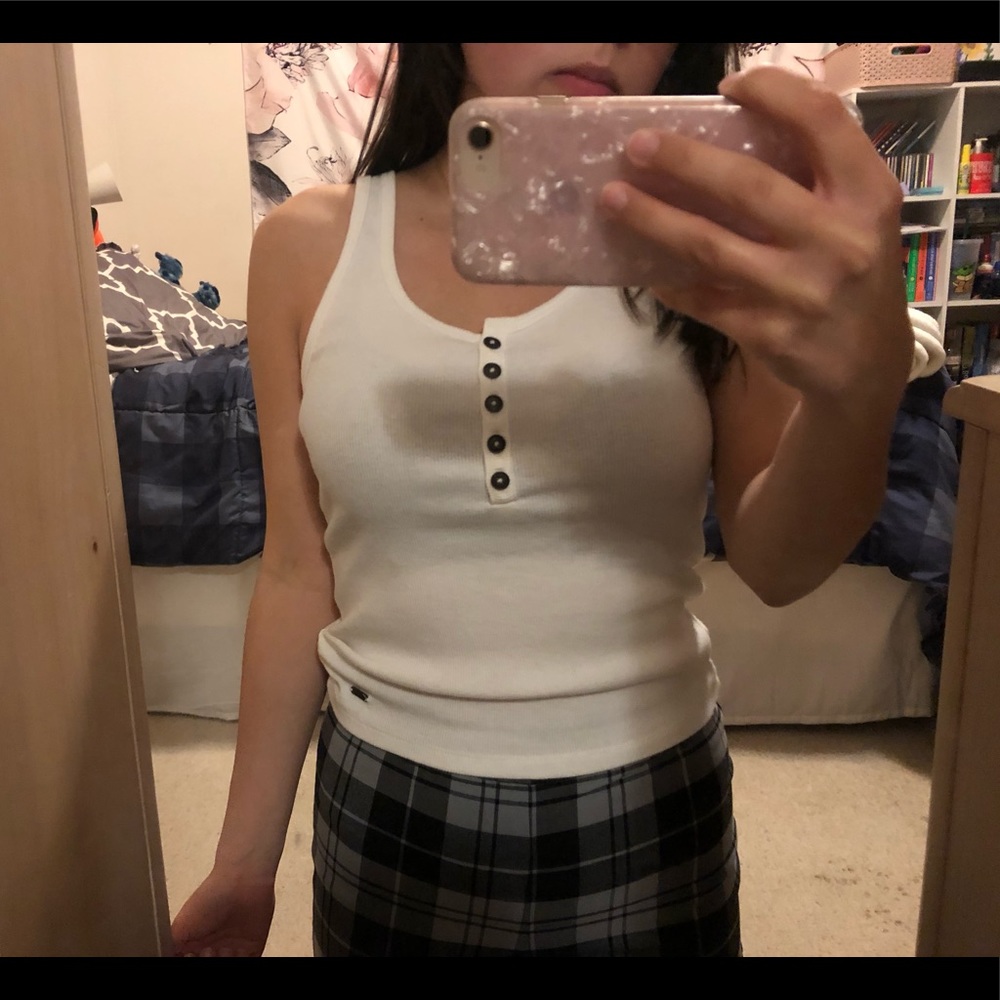 White Henley button up tank